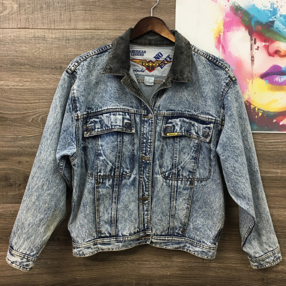 Vintage Jordache American Legend Acid Wash Denimβ Jacket Corduroy Collar Medium